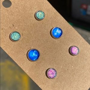 NEW Faux Druzy Stud Earrings Set